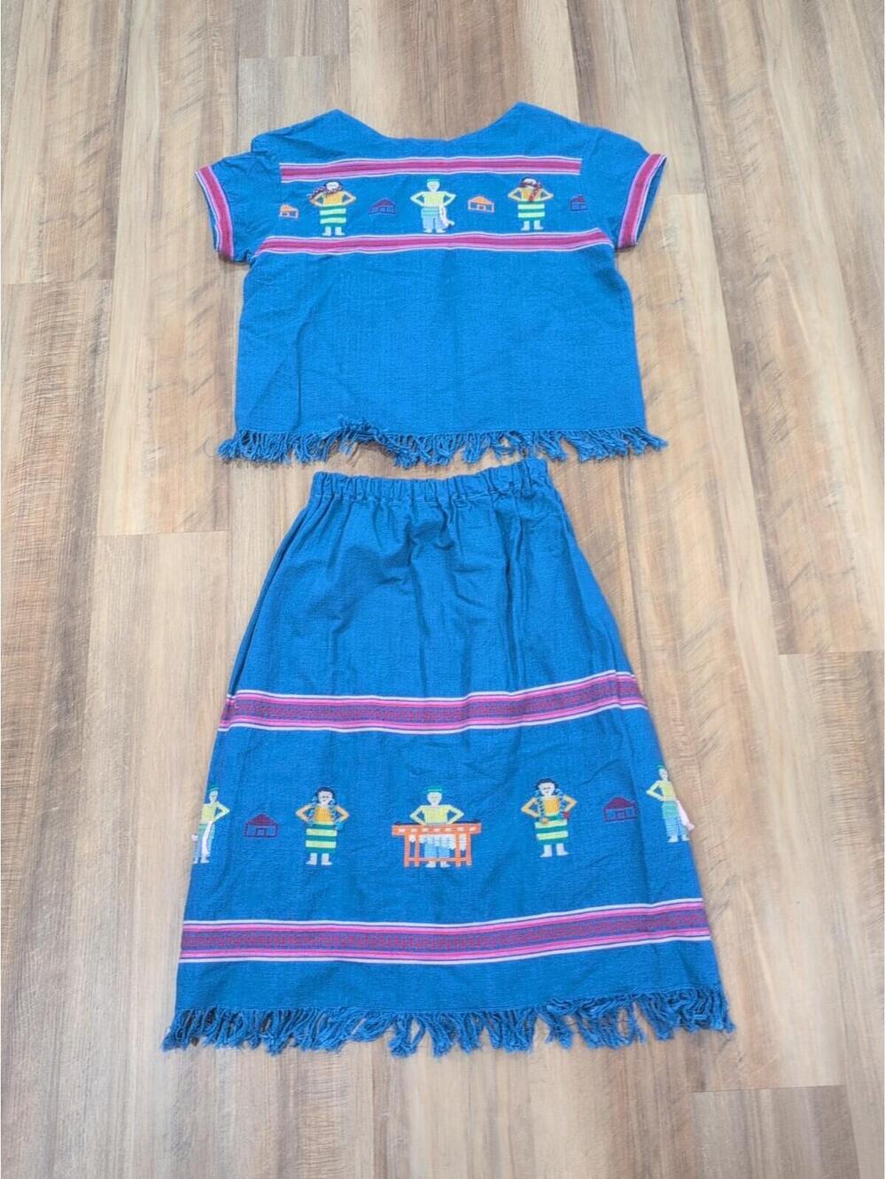 Vontage Ana’s Fashions Colorful Fringe Shirt And Skirt Native Sz Large